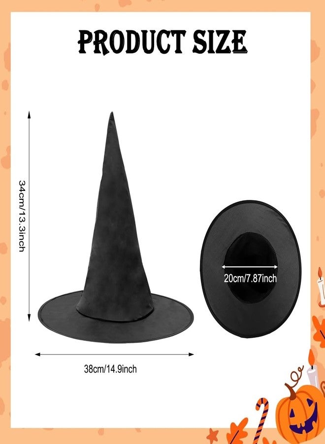 Zibuyu® 38cm Black Witch Hat for Halloween Classic Pointed Witch Hat with Premium Fabric, Comfortable Fit, and Elegant Gothic Charm for Costume Parties, Cosplay, and Festivals - Image 2
